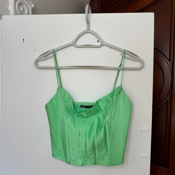 Corset-Style Satin Cropped Top - Picture 1 of 2